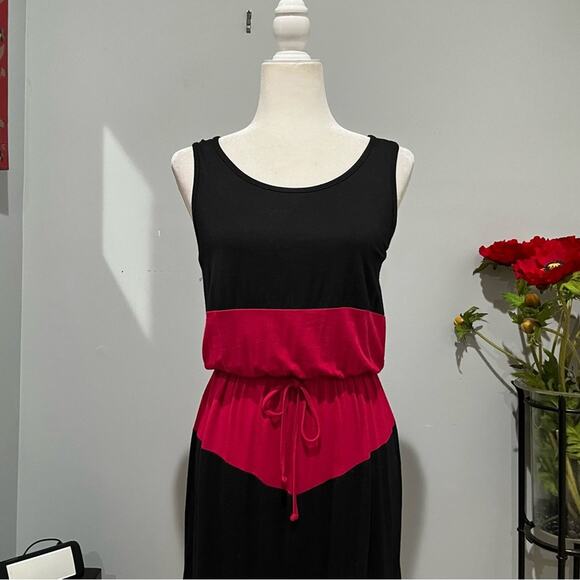 NEW The Hanger Colorblock Striped Chevron Draped Tie Sleeveless Maxi Dress M - Picture 5 of 13